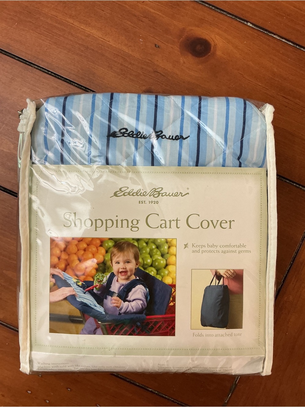 Eddie Bauer Navy and Light Blue Padded Shopping Cart Seat Cover